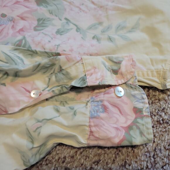Vintage Banana Republic Shirt Womens Large Yellow Floral Safari Travel - Picture 5 of 9